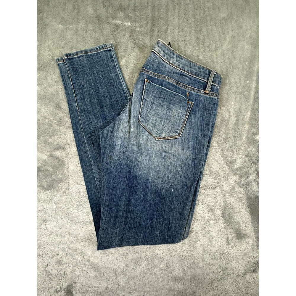Mossimo Denim Women's Size 2 Low Rise Skinny Distressed Medium Wash Jeans